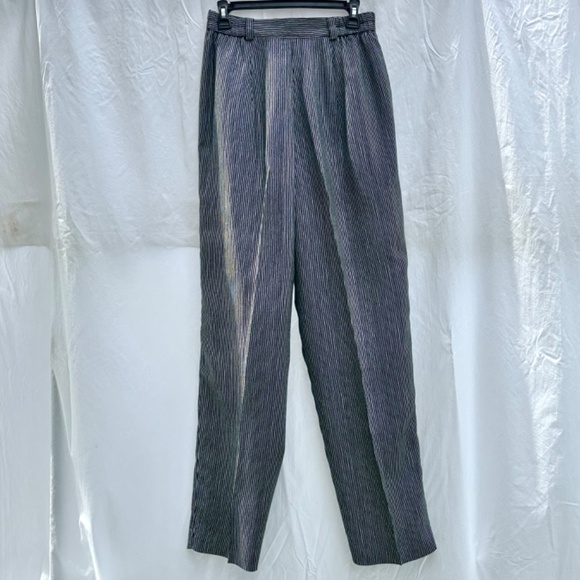Vintage Micro Pin Stripe Cotton Blend Lined Pleated Trouser Pants - Picture 4 of 5